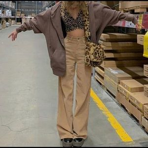 High wast corduroy wide leg pants